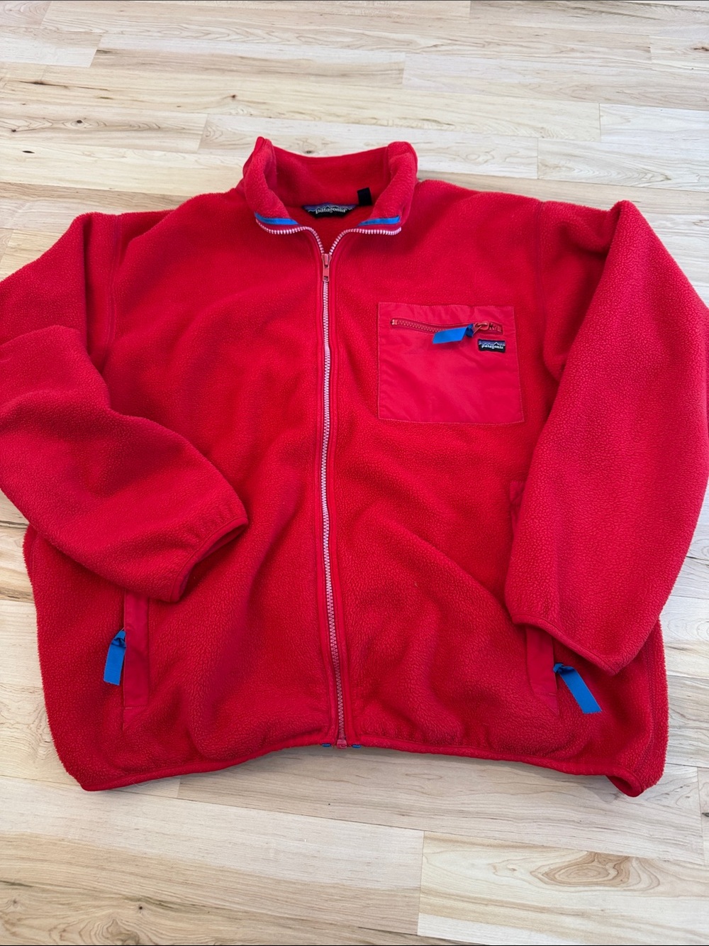 Vintage-1990 90s Patagonia Retro X Fleece Red Full Zip Jacket USA Made L